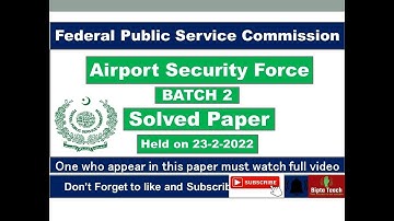 ASF Inspector Solved Paper | Held on 23-02-2022 | FPSC Inspector Paper |BACH 2