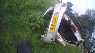 HORRIBLE CAR CRASH!! SPEED KILLS!!! KTM LC4 640 SUPERMOTO
