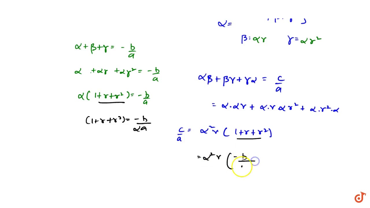 If The Roots Of The Cubic Equation Ax 3 Bx 2 Cx D 0 Are In G P Then Youtube