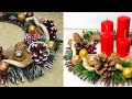 Christmas decoration idea with branches, pine cones and nuts. DIY Christmas craft ideas