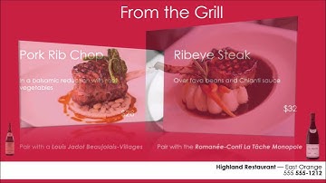 Restaurant Menu Video Sample - Entrees