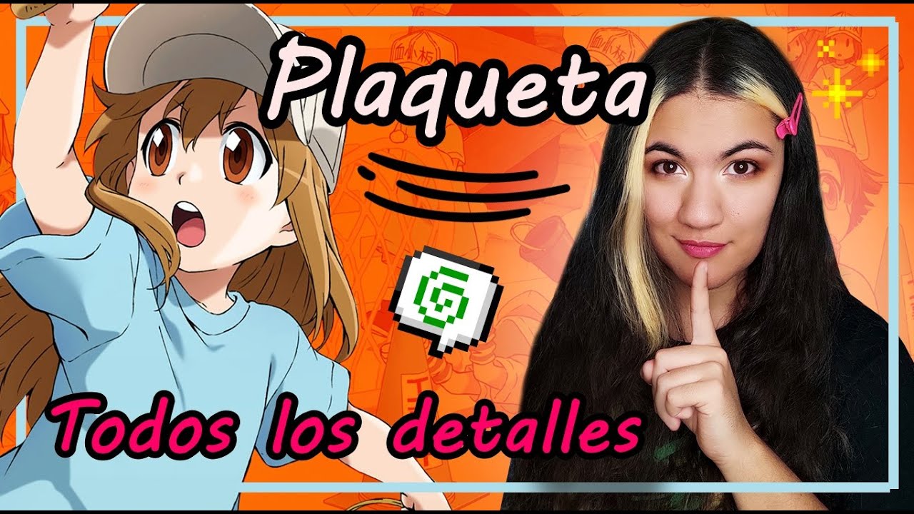 Póster de Hataraku Saibou Chan con plaquetas de anime y dibujos