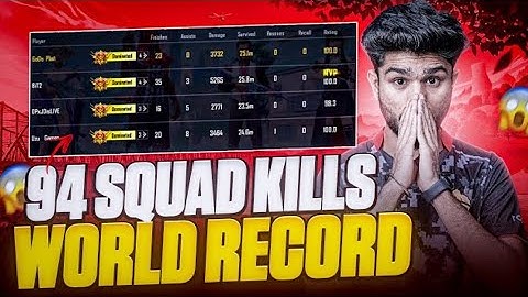 94 squad kills World record ⏺️ #pubgmobile #lolzzzgaming #youtube