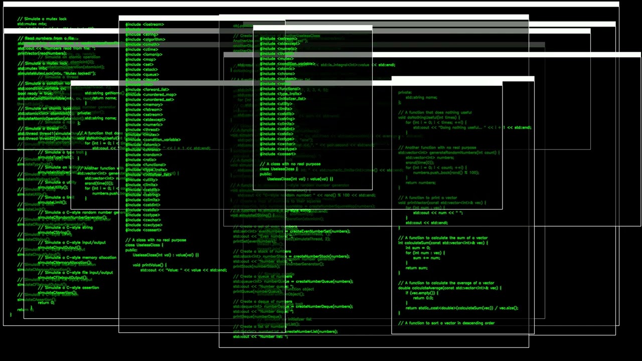 hacker developer screensaver animation in 4K