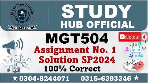 MGT504 Assignment 1 Solution Spring 2024, MGT504 Assignment 1 solution 2024, MGT504 assig 1 solution