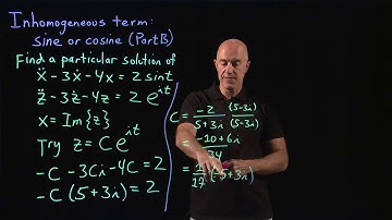 Inhomogeneous term:  sine or cosine (Part B) | Lecture 22 | Differential Equations for Engineers