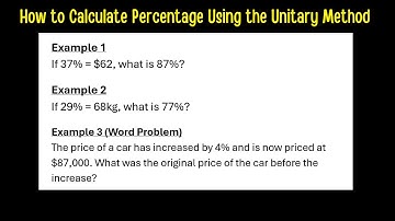 How to Calculate Percentage Using the Unitary Method.