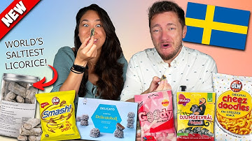 🇸🇪 Duits & Amerikaans Probeer voor het eerst ZWEEDSE SNOEP & SNACKS 🇸🇪! (De zoutste drop!)