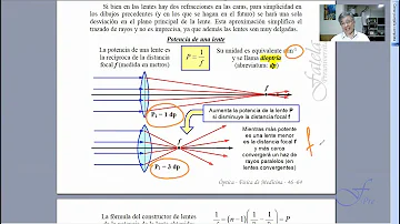 ¿Cuál es la distancia focal de un lente con potencia de 2 dioptrías?