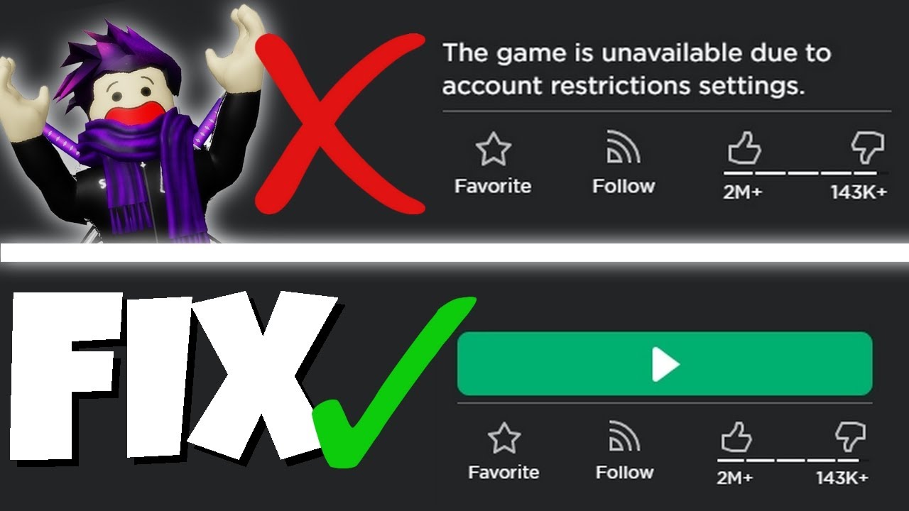 Working 22 Fix The Game Is Unavailable Due To Account Restrictions Settings Roblox Tutorial Youtube