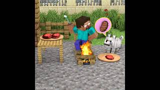 When Herobrine And The Dog Grill The Meat 😁️ #Shorts