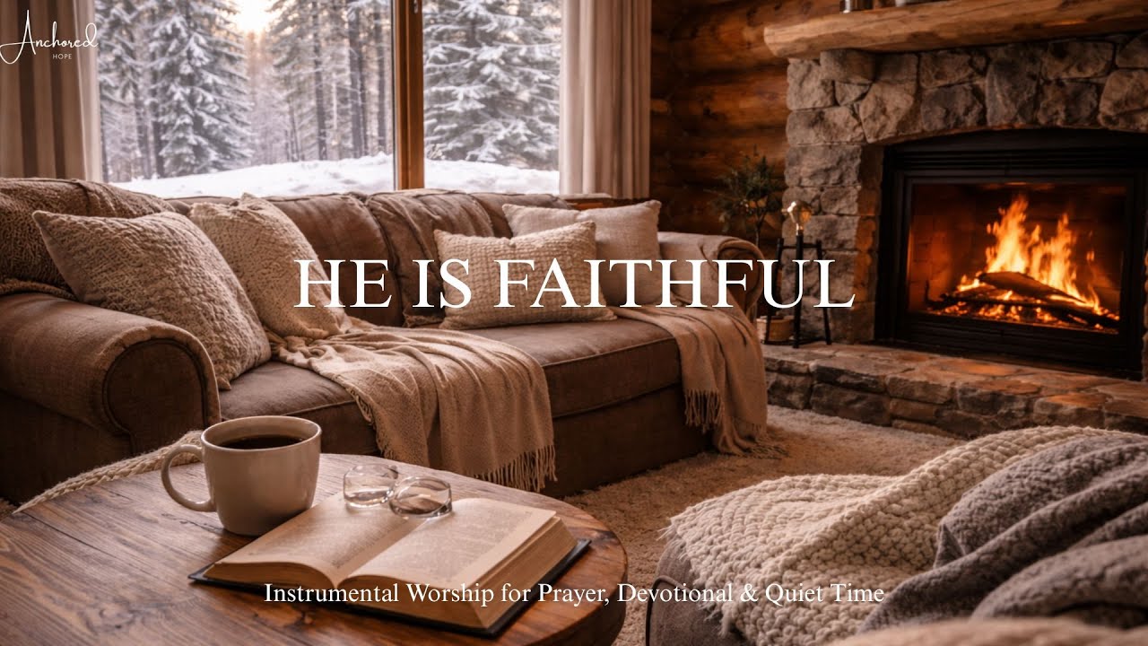 Cozy Fireplace Ambiance with Snow | Worship Instrumental for Prayer, Meditation & Devotional