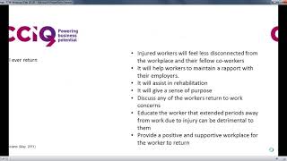 How to successfully manage the rehabilitation and return to work process