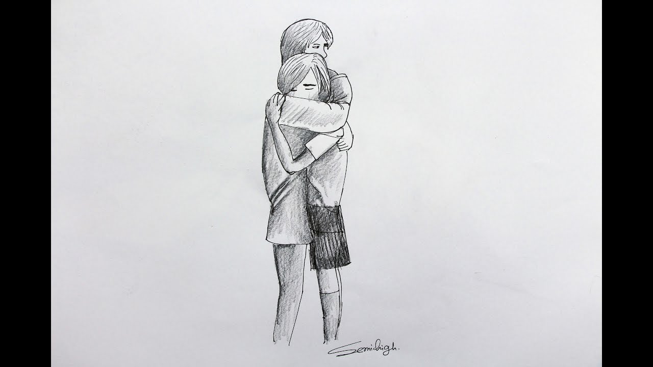 38 Sketch Drawing Of Girl And Boy Hugging