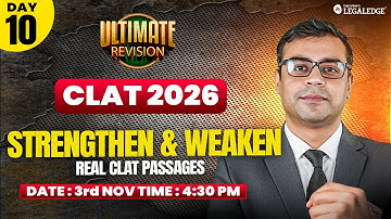 CLAT 2026 | LR: Strengthen and Weaken | Ultimate Revision | Pankaj Sir