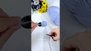 Cute Pom Pom Flower Keychain 🌸 DIY Yarn Craft #diy #pompon #cute #keychain #shorts
