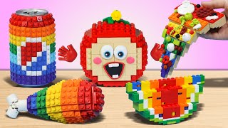 LEGO RAINBOW FOOD Challenge: Eat Everything Only In 1 Color | ASMR Lego Stop Motion Cooking