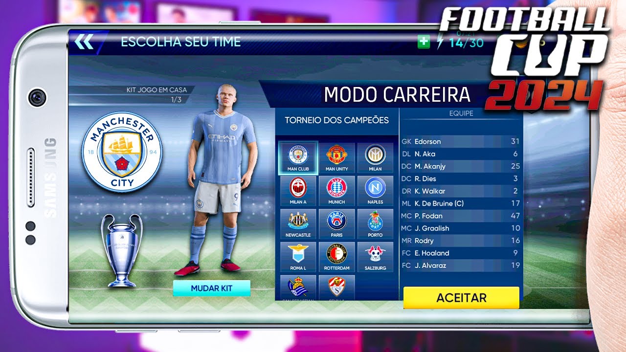 LANÇOU NOVO JOGO DE FUTEBOL COM MODO CARREIRA OFFLINE - FOOTBALL CUP 2024  PARA CELULARES ANDROID 