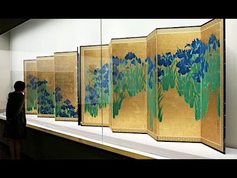 作者不詳/春風景図/山水図/横物/燕子花/アヤメ図/掛軸/名家伝来/AD-655 国宝「燕子花図屏風」に秘められた光琳の斬新すぎるアイデア