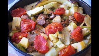 Овощное рагу с мясом в духовке без обжарки/Ragout of vegetables with meat in the oven