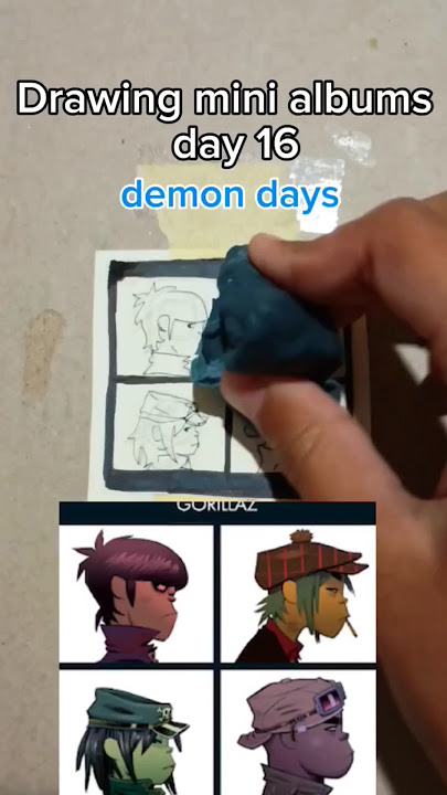 drawing mini album covers ( day 16 - demon days) Gorillaz #art