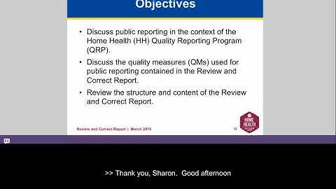 March 2018 Home Health Review and Correct Reports Webinar