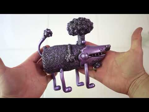 3D Printed Designer Art Toy - Purple Poodle