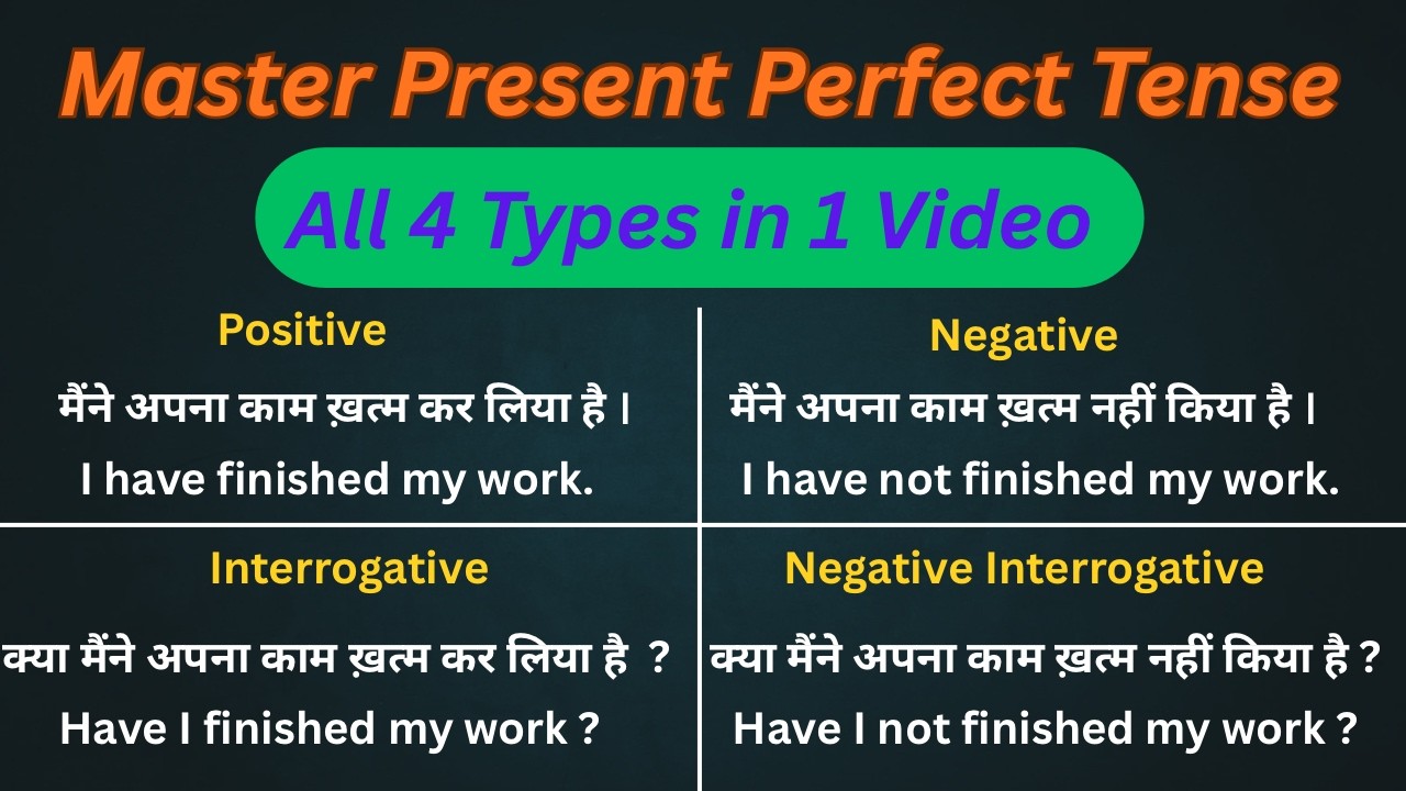 Master Present Perfect Tense in One Video | All 4 Sentence Types | How to Use Has / Have + V3