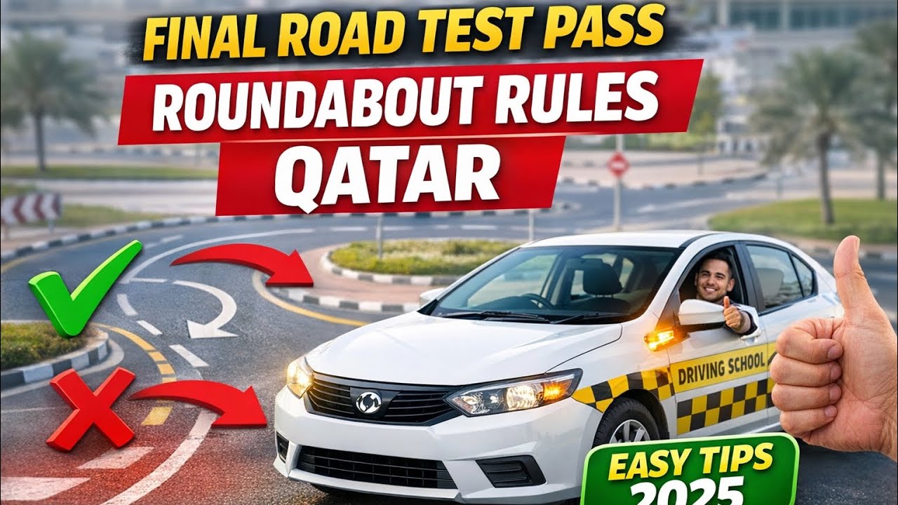 Final Road Test Pass ✅ Roundabout Driving Rules in Qatar | Easy Tips 2025 / 