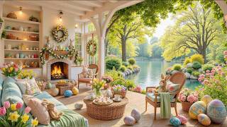 Happy Easter 🐰🔥 Easter Cabin Ambience with Cozy Fireplace & Soft Piano Music for Relaxation screenshot 5