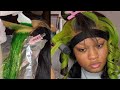 Neon Green Skunk Stripe Wig Install // PART 1/2