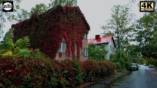 Relaxing rain walk in beautiful neighborhoods of Helsinki, Finland - Käpylä to Oulunkylä (Sep 2022)