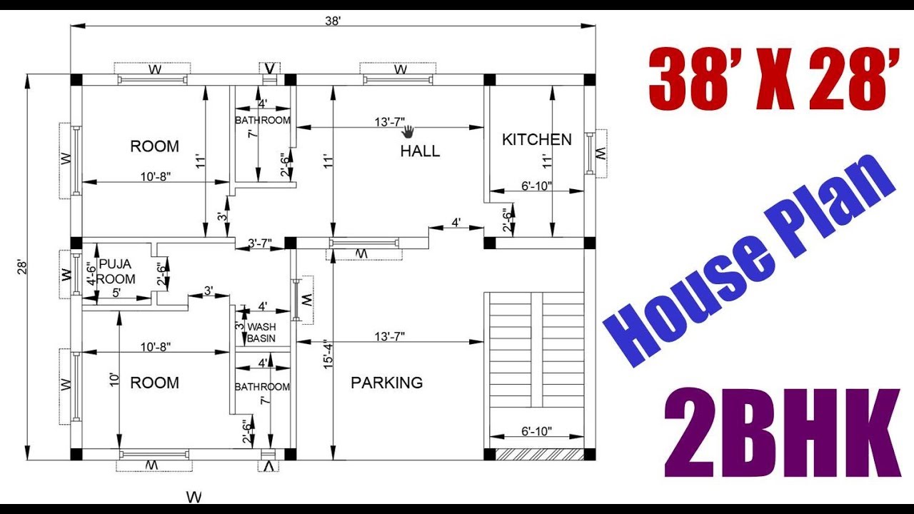 38 X 28 feet House Plan घर का नक्सा 38 फ़ीट X 28 फ़ीट