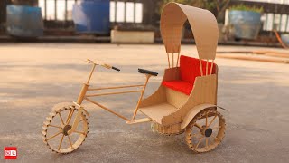 Cara Membuat Becak dari Kardus