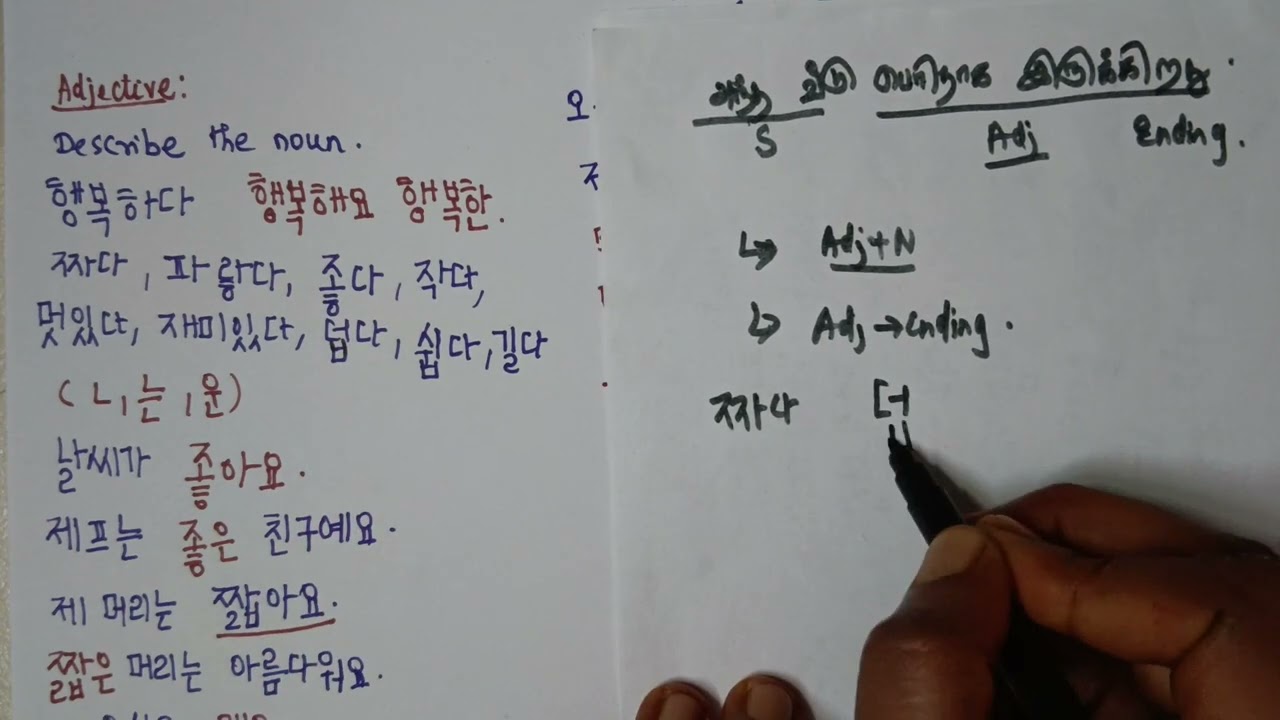 Korean adjectives and adverbs in tamil