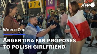 Argentina World Cup fan proposes to Polish girlfriend outside stadium | AFP