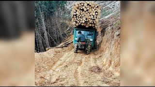 Công nông Trung Quốc chở gỗ quá khoẻ! China trucks.