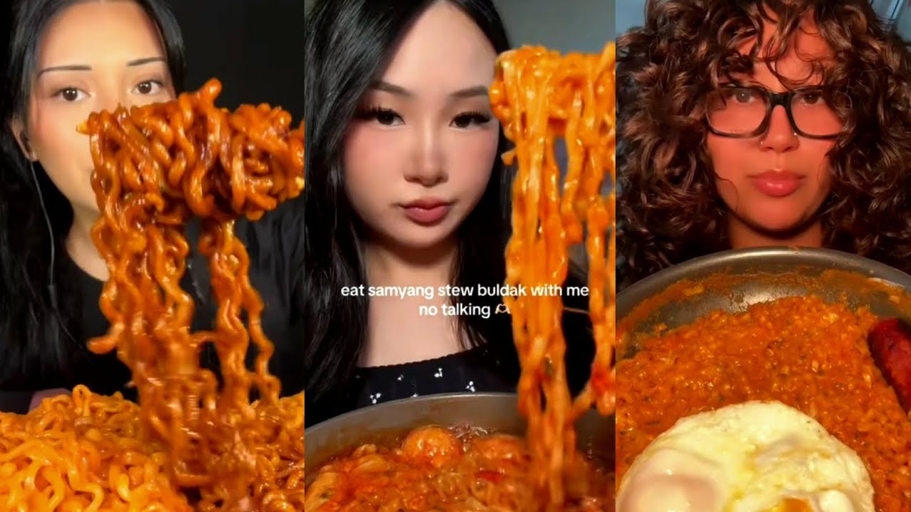 Midnight Ramen Cravings 🍜 | TikTok Mukbang Compilation • Buldak, Blackbean, Cheesy, Spicy & more!