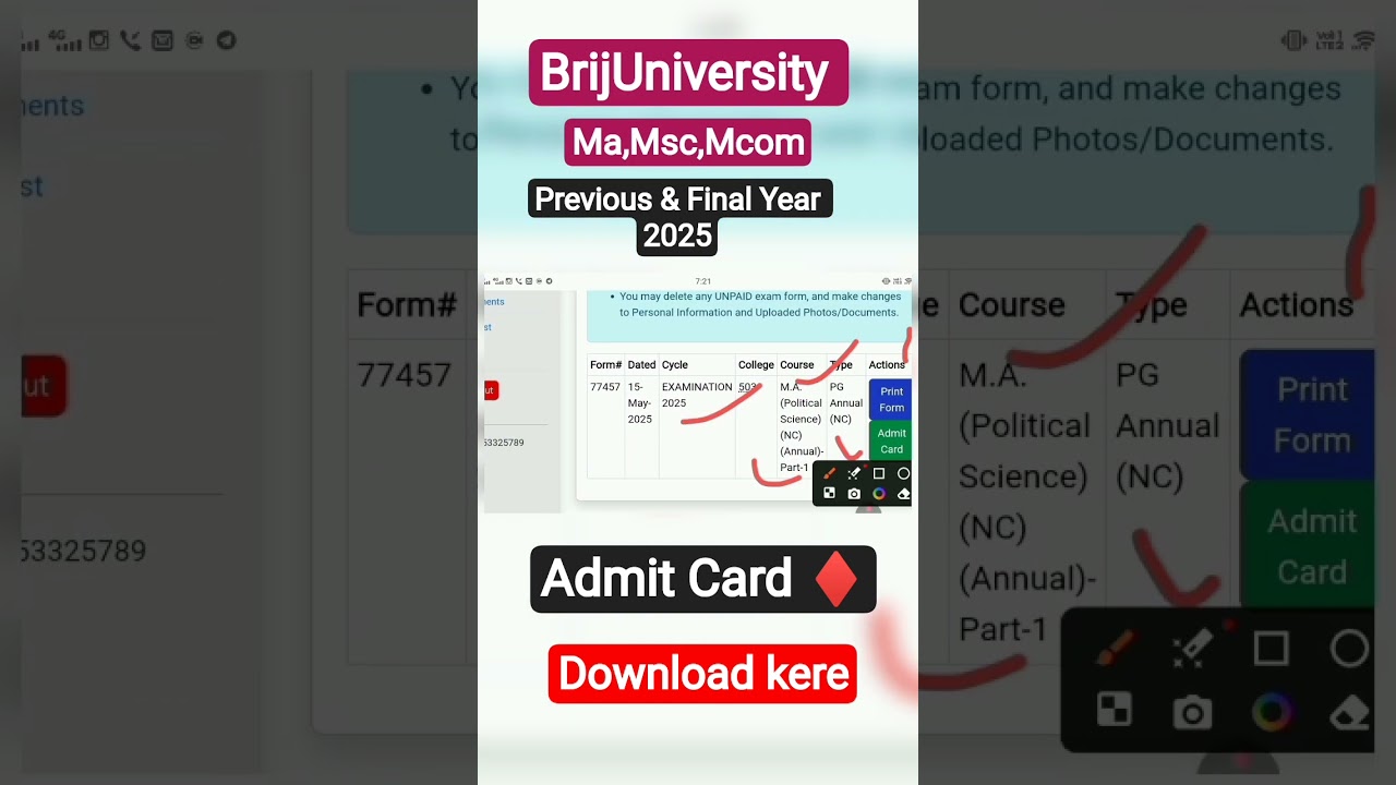 Msbu Ma AdmitCard 2025 || BrijUniversity Ma,MSc Admit Card Download Kese Kare 2025 