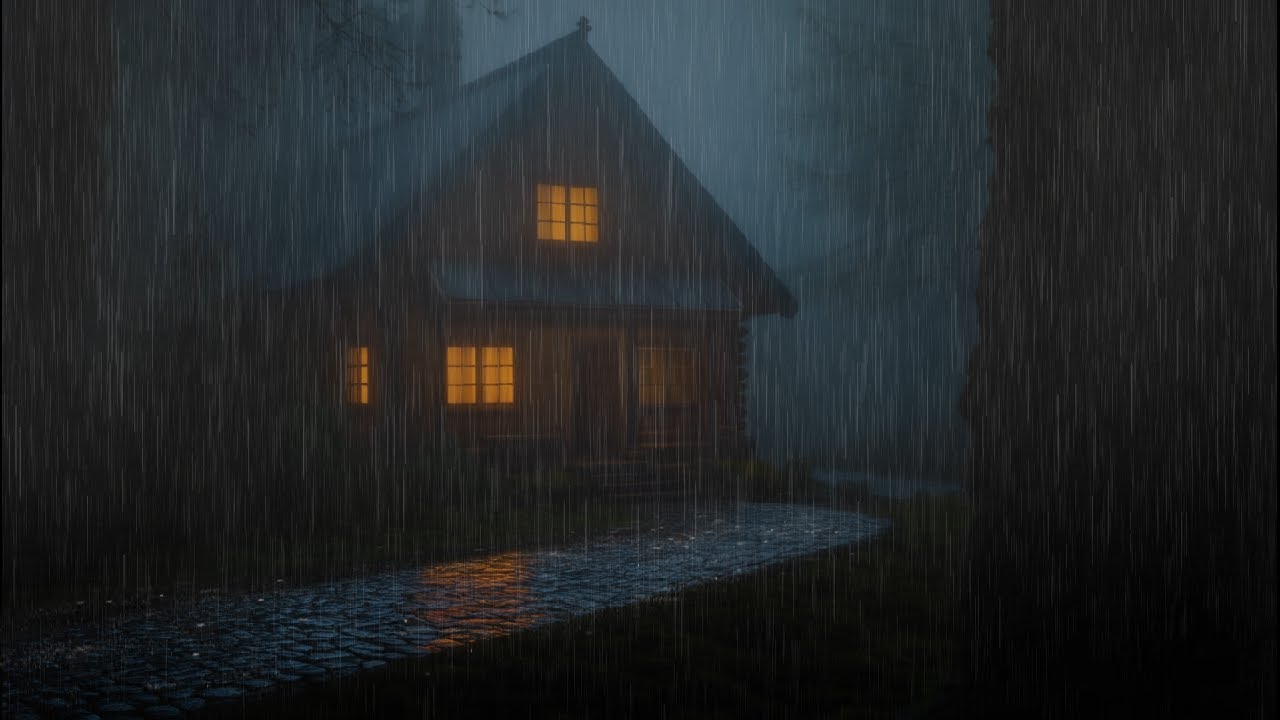 Cozy Rainy Night in a Wooden Cabin 🌧️ | Heavy Rain Sounds for Deep ...