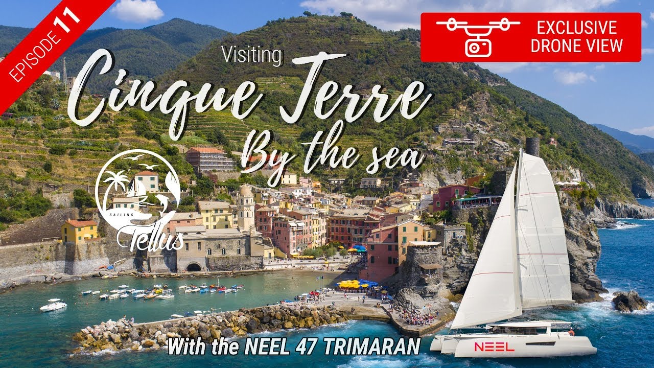 ⁣Exploring Cinque Terre by the sea sailing the NEEL 47 Trimaran