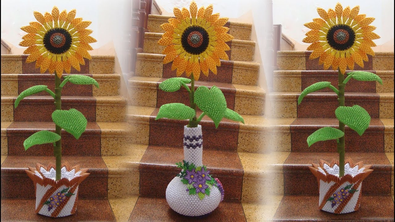 Top 89+ imagen origami 3d girasol