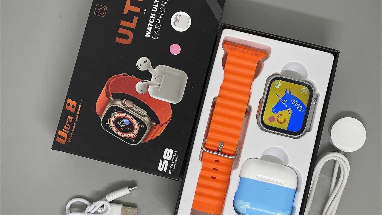 Ultra 8 smart watch & Earpods set super hot sale - YouTube