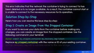 How to Fix Docker Container Issues After Network Deletion