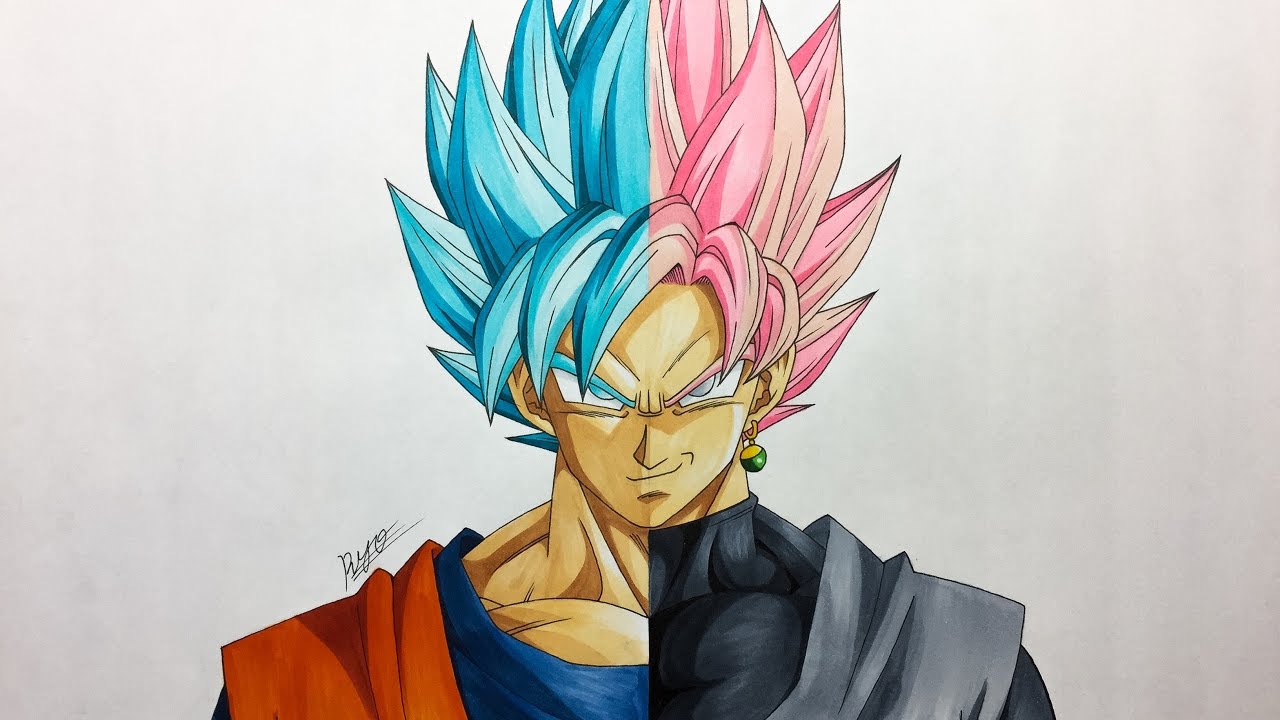 孫悟空 超サイヤ人ブルー 対 ゴクウブラック 超サイヤ人ロゼ 描いてみた Drawing Goku Super Saiyan Blue Vs Goku Black Super Saiyan Rose Youtube