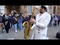 "Ob-La-Di, Ob-La-Da"- STREET SAX PERFORMANCE (with HAPPY DOG)