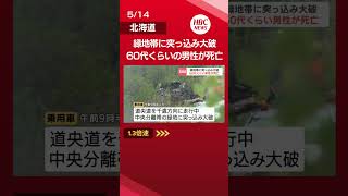 新千歳空港IC付近で乗用車が緑地帯に突っ込み大破　重体だった男性死亡、同乗女性も大けが　道央道　#shorts #北海道 #ニュース