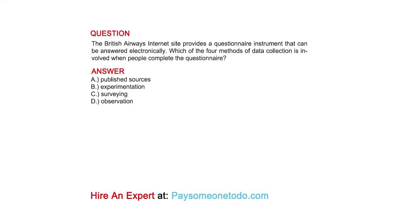 The British Airways site provides a questionnaire instrument