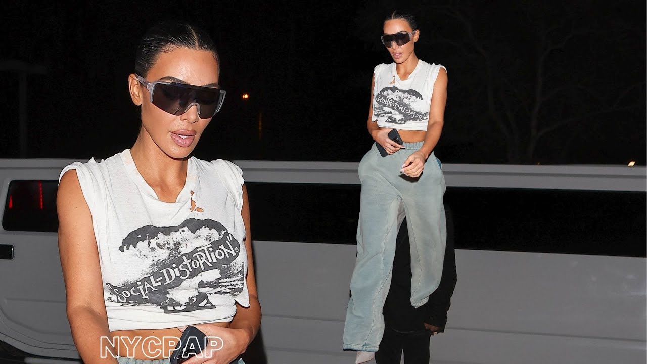 KIM KARDASHIAN STEPS OUT A STRETCH LIMOUSINE TO PICK UP NORTH & SAINT ...