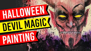Halloween DEVIL Painting Magic (Mixed Media) Dark Art Ideas & Art Inspiration